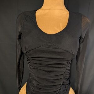 Guess Black Ruched Long Sleeve Top